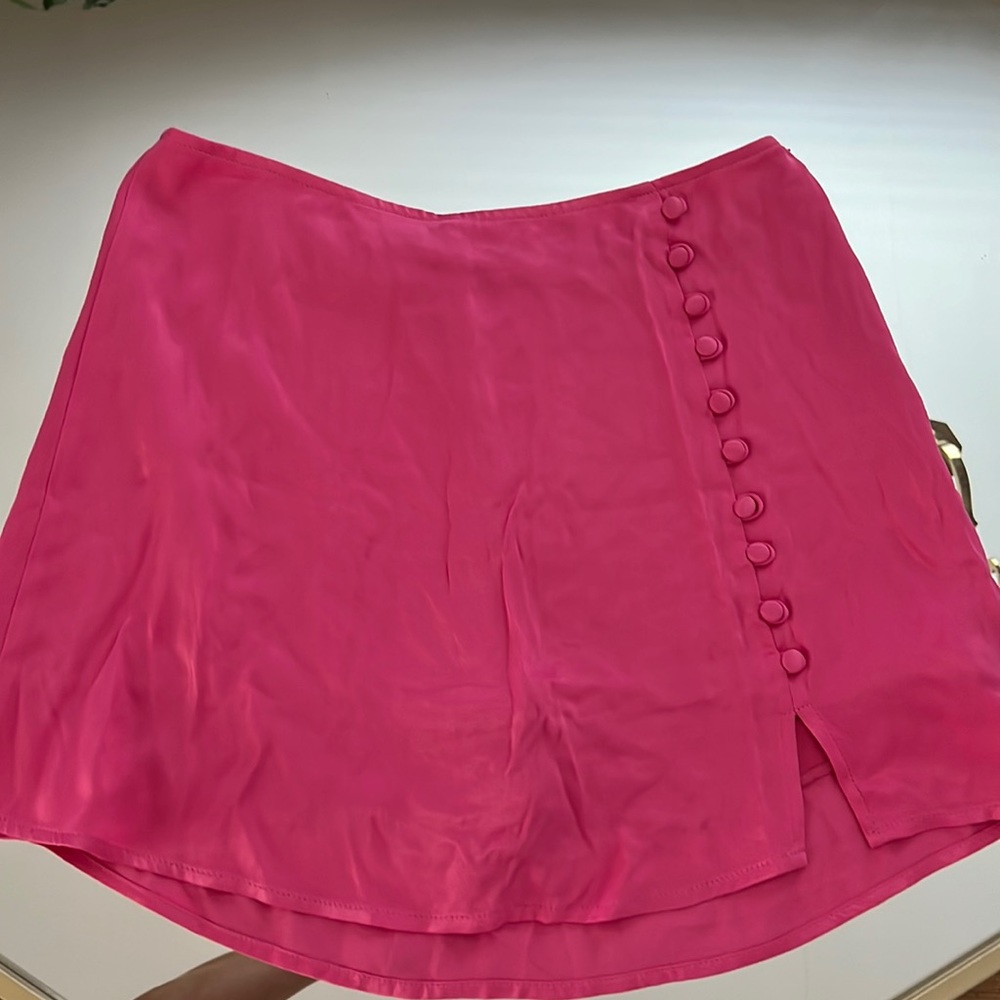 Zara Hot Pink Mini Skirt with Side Button Detail